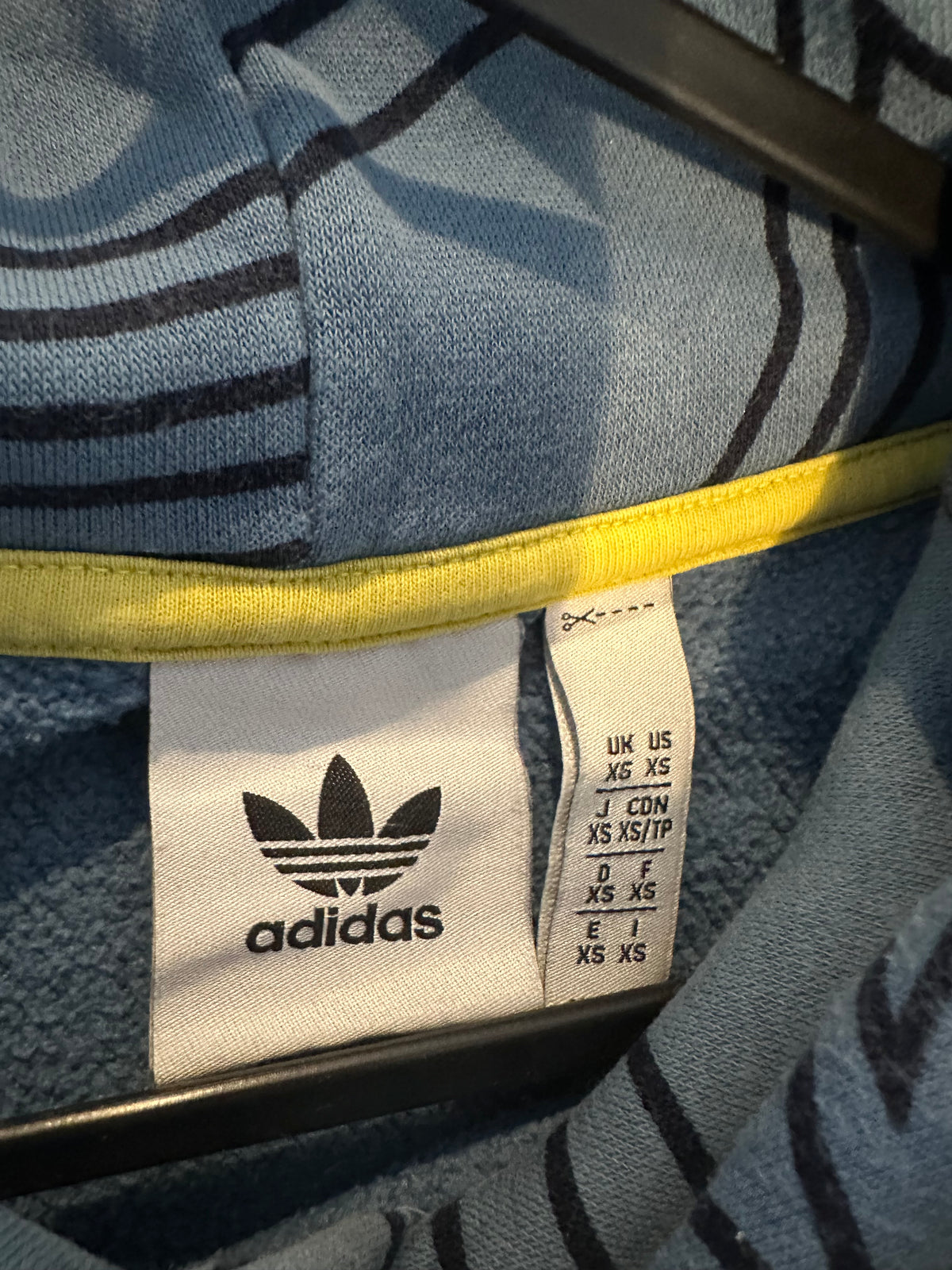 Adidas Originals All-Over Trefoil Graphic Hoodie – Blue / Navy – Relaxed Small