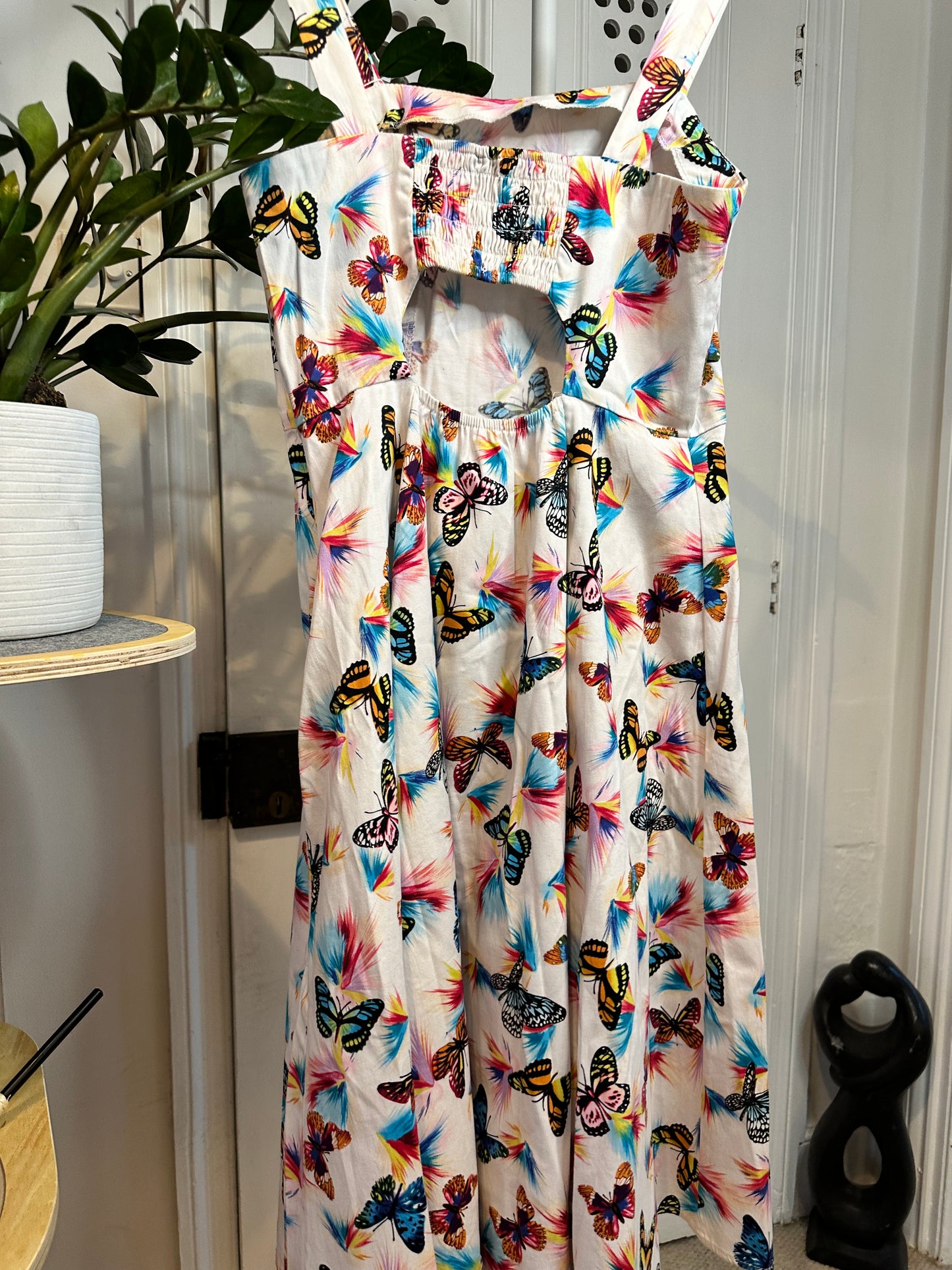 Butterfly Print Skater Dress – Colourful Festival Summer Dress – Size S/M
