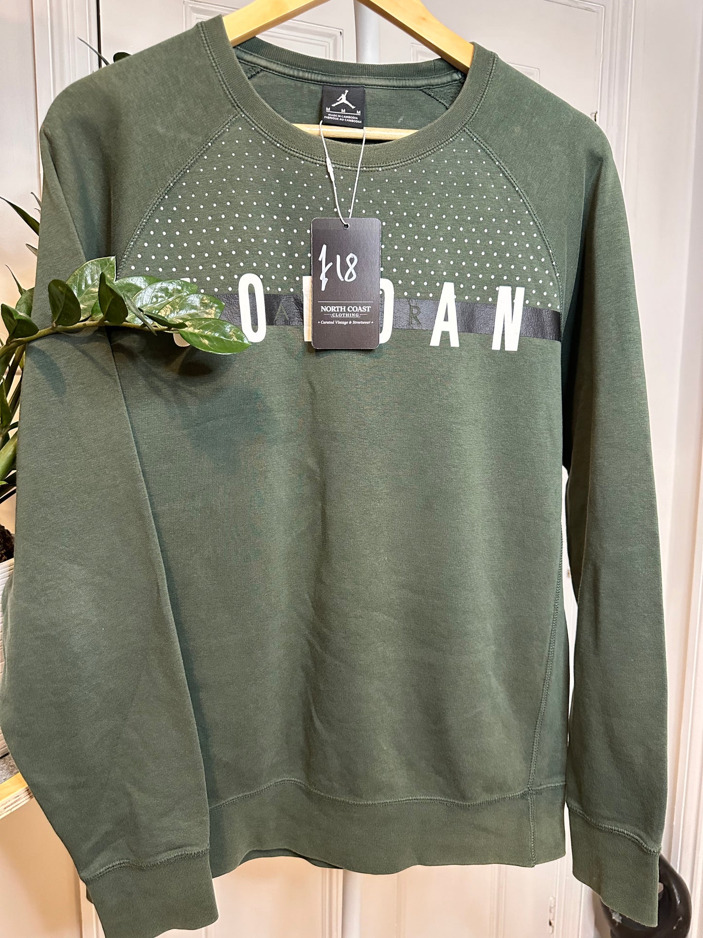 Nike Air Jordan Sweatshirt Jumper in Green - Size Medium