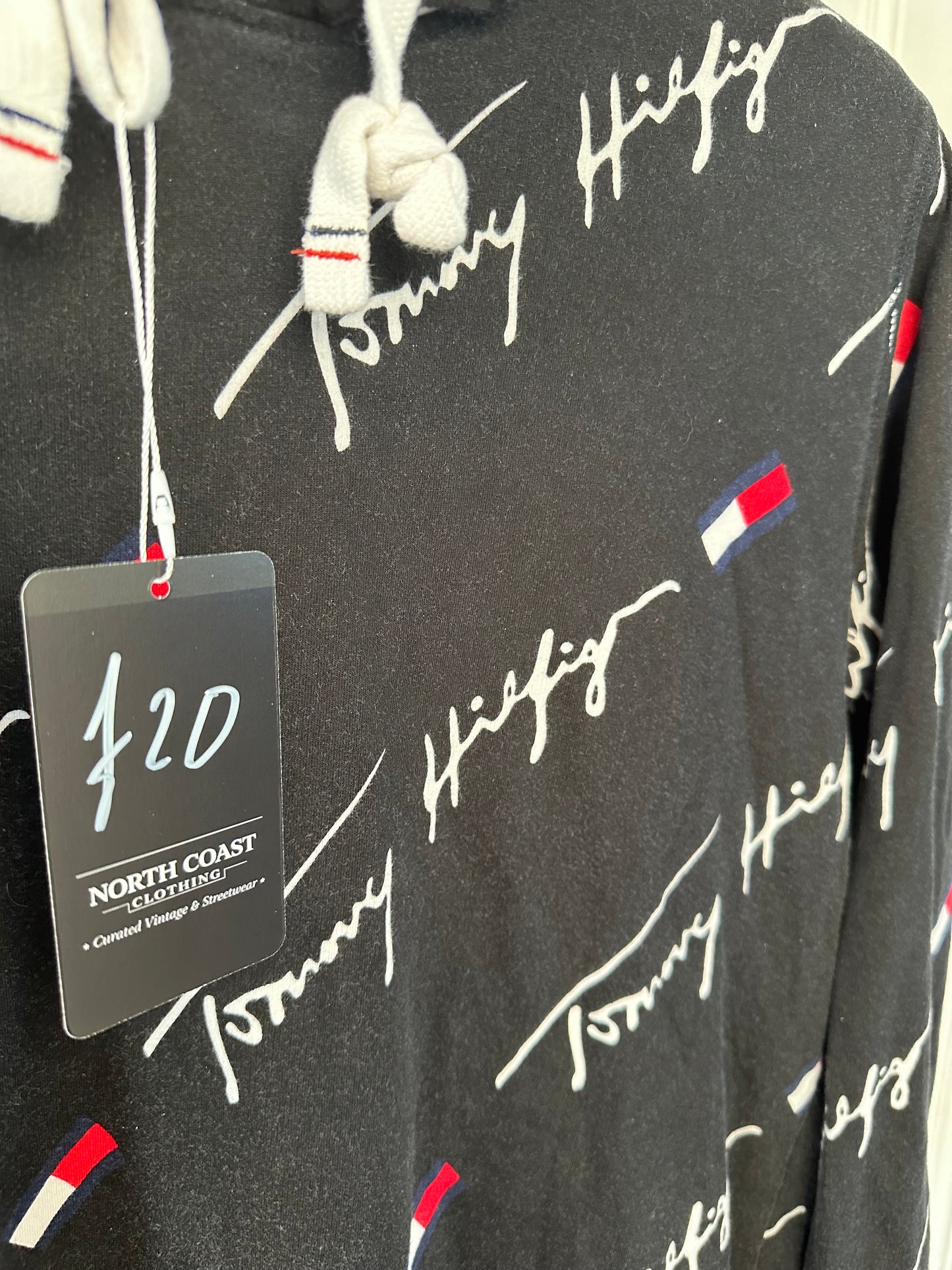 Tommy Hilfiger Black Logo’d Hoodie Women’s Large