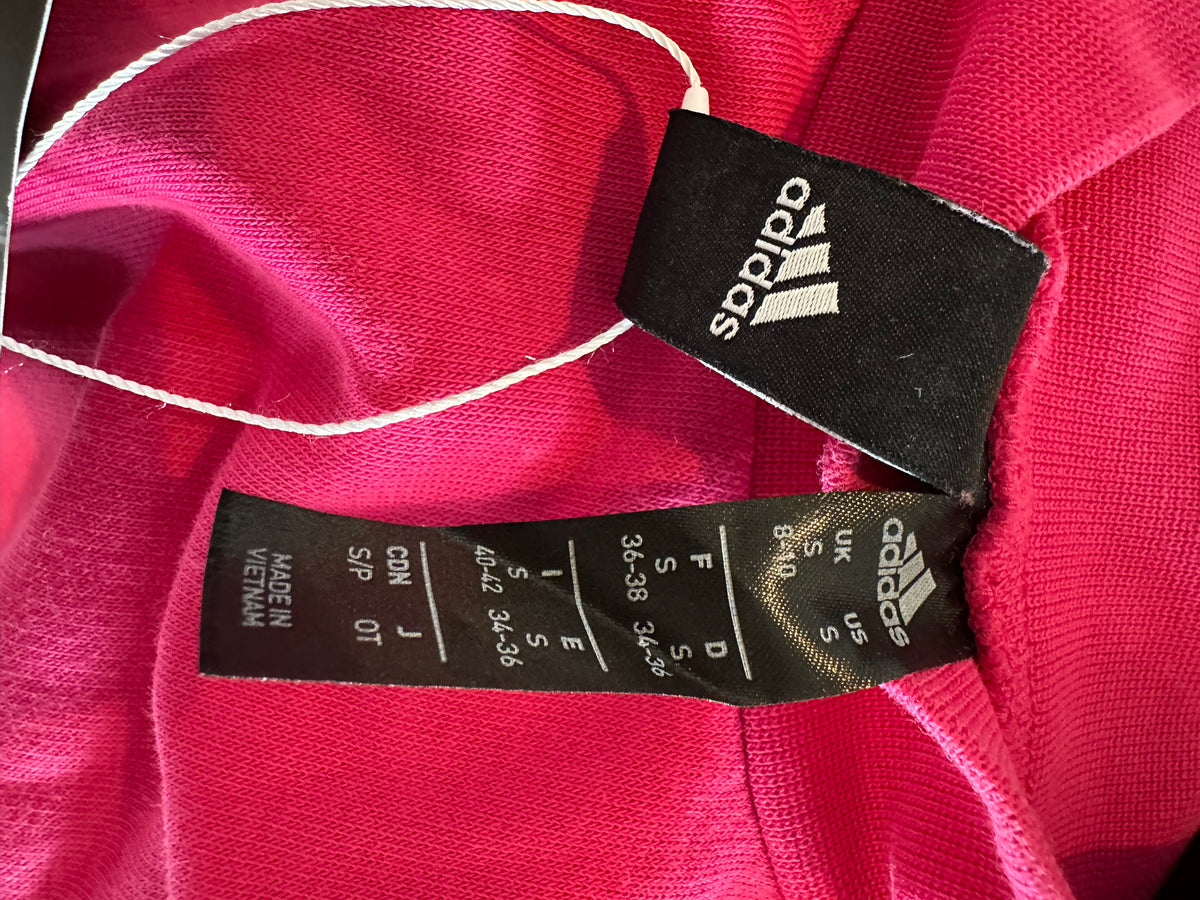 Adidas Three Stripes High-Neck Sweatshirt – Hot Pink – Women’s Small