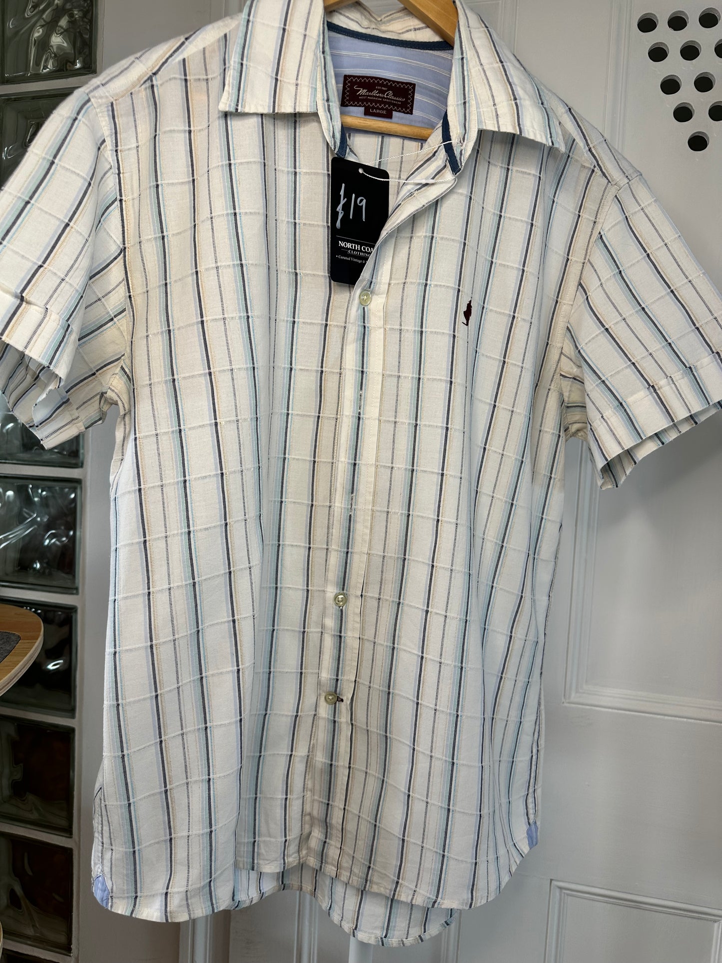 Marlboro Classics Vintage Short Sleeve Striped Shirt - Men’s Large