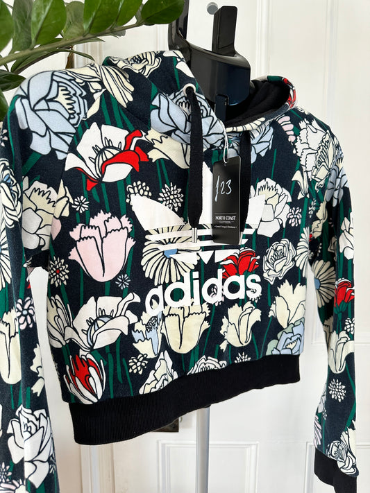 Adidas Flower Design Cropped Hoodie Women’s XS