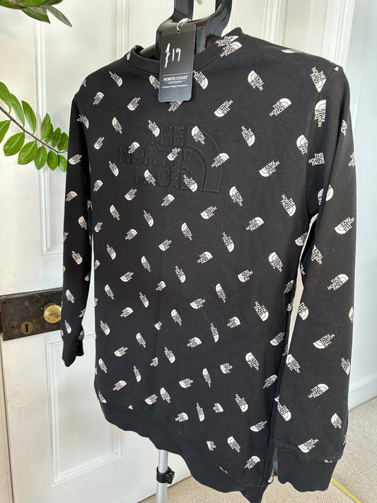 The North Face Black Sweatshirt with Allover Logo - Women’s Small