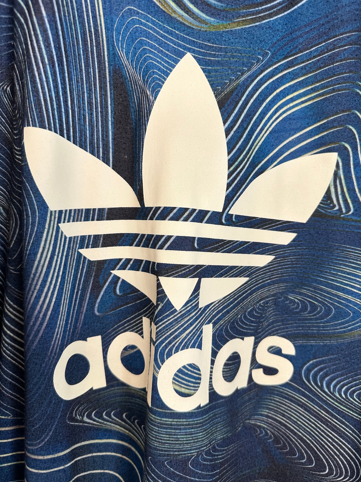 Adidas Originals All-Over Contour Trefoil Hoodie – Navy Blue – UK 8