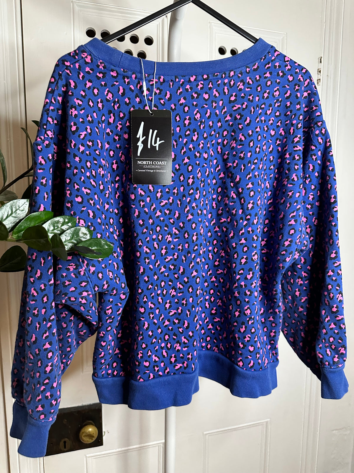 Levi’s Leopard Print Sweatshirt – Blue & Pink – Size S