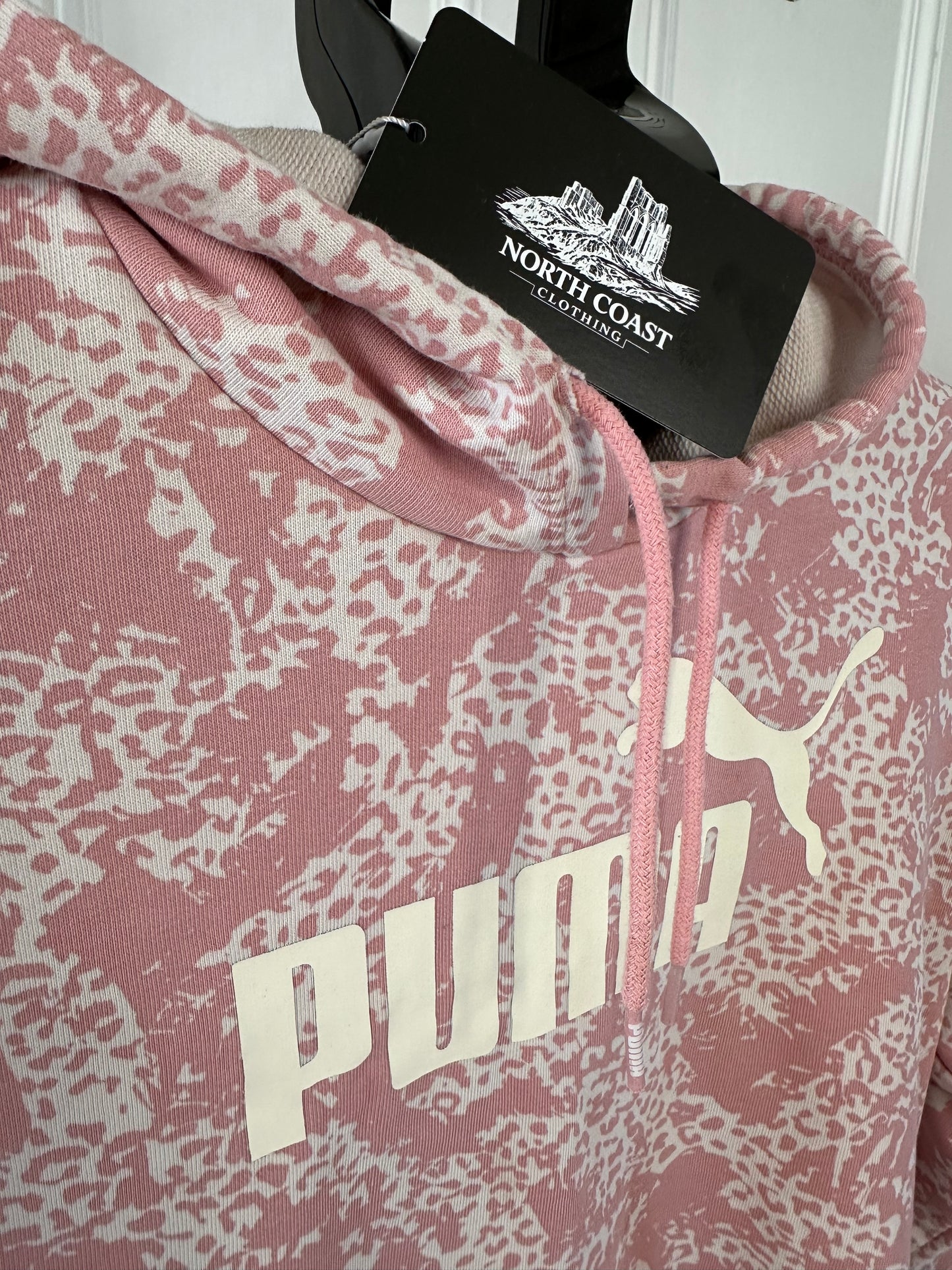 Puma Pink Animal Print Cropped Hoodie Women’s XS