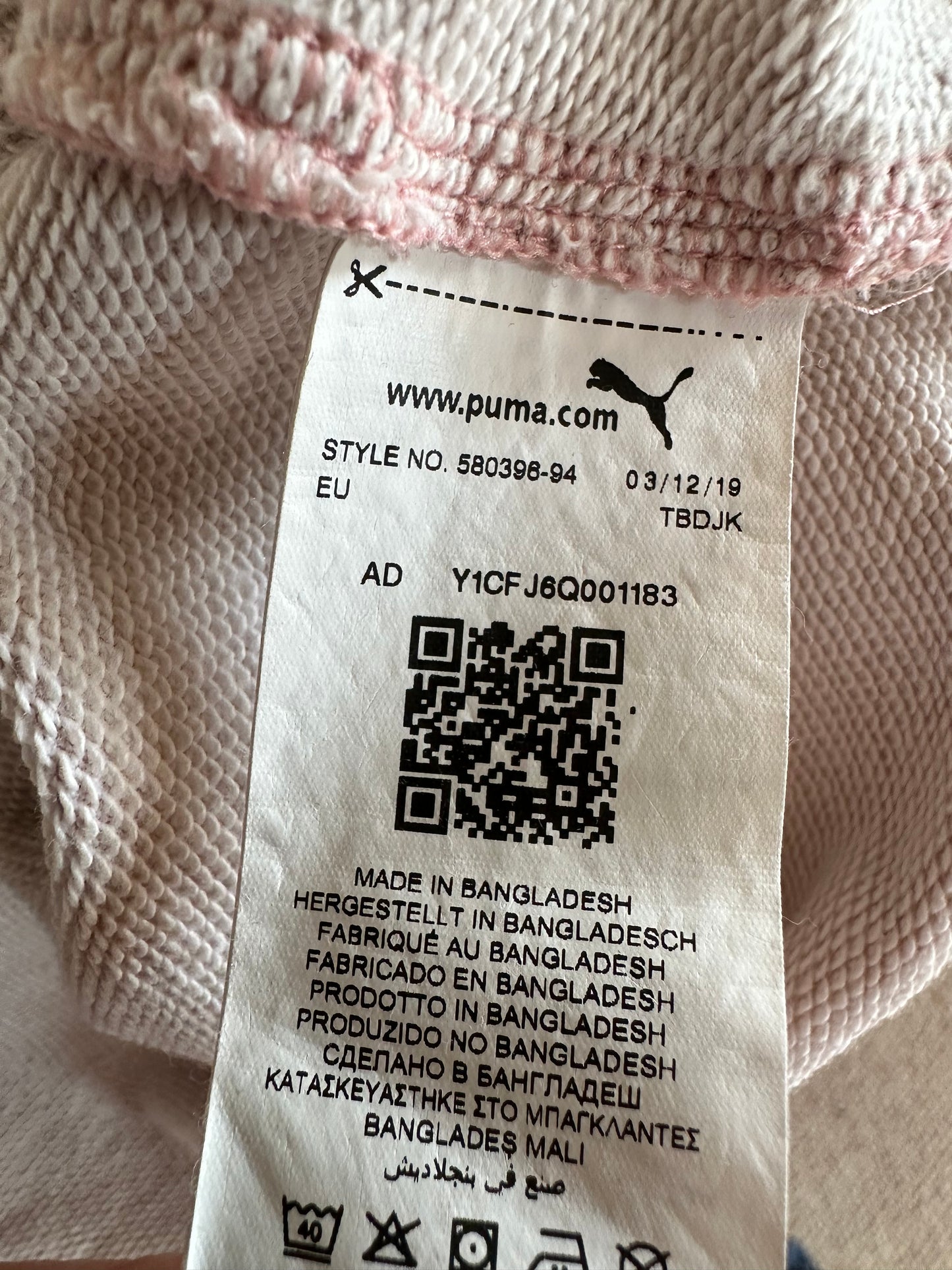 Puma Pink Animal Print Cropped Hoodie Women’s XS