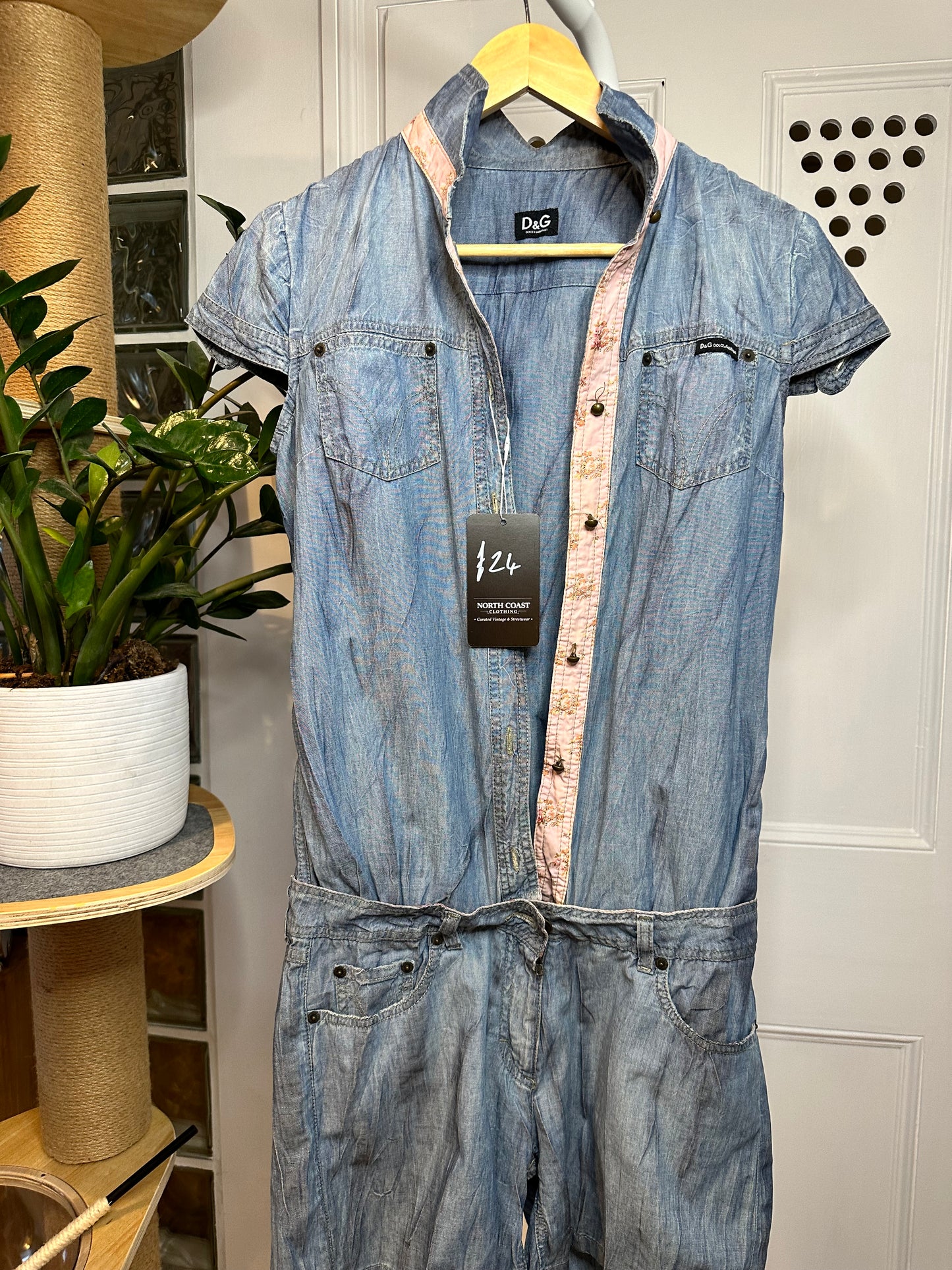 D&G Dolce & Gabbana Denim Playsuit / Romper – Fitted Y2K Designer – Size S/M