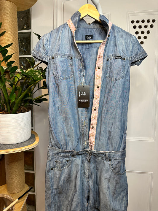 D&G Dolce & Gabbana Denim Playsuit / Romper – Fitted Y2K Designer – Size S/M