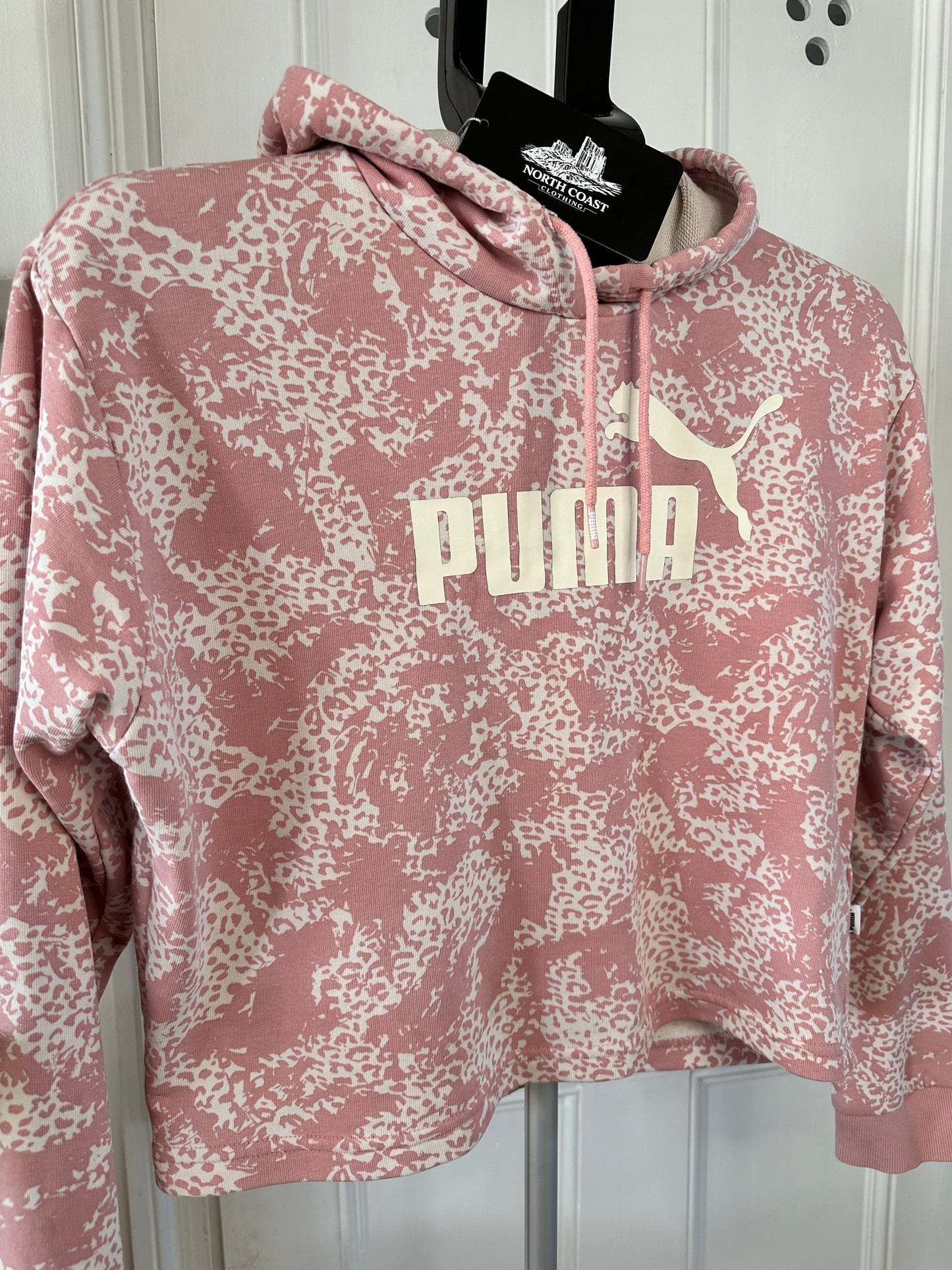 Puma Pink Animal Print Cropped Hoodie Women’s XS