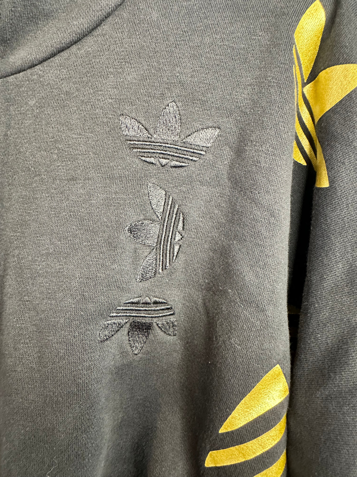 Adidas Originals Cropped Batwing Trefoil Hoodie – Black & Gold – UK 10