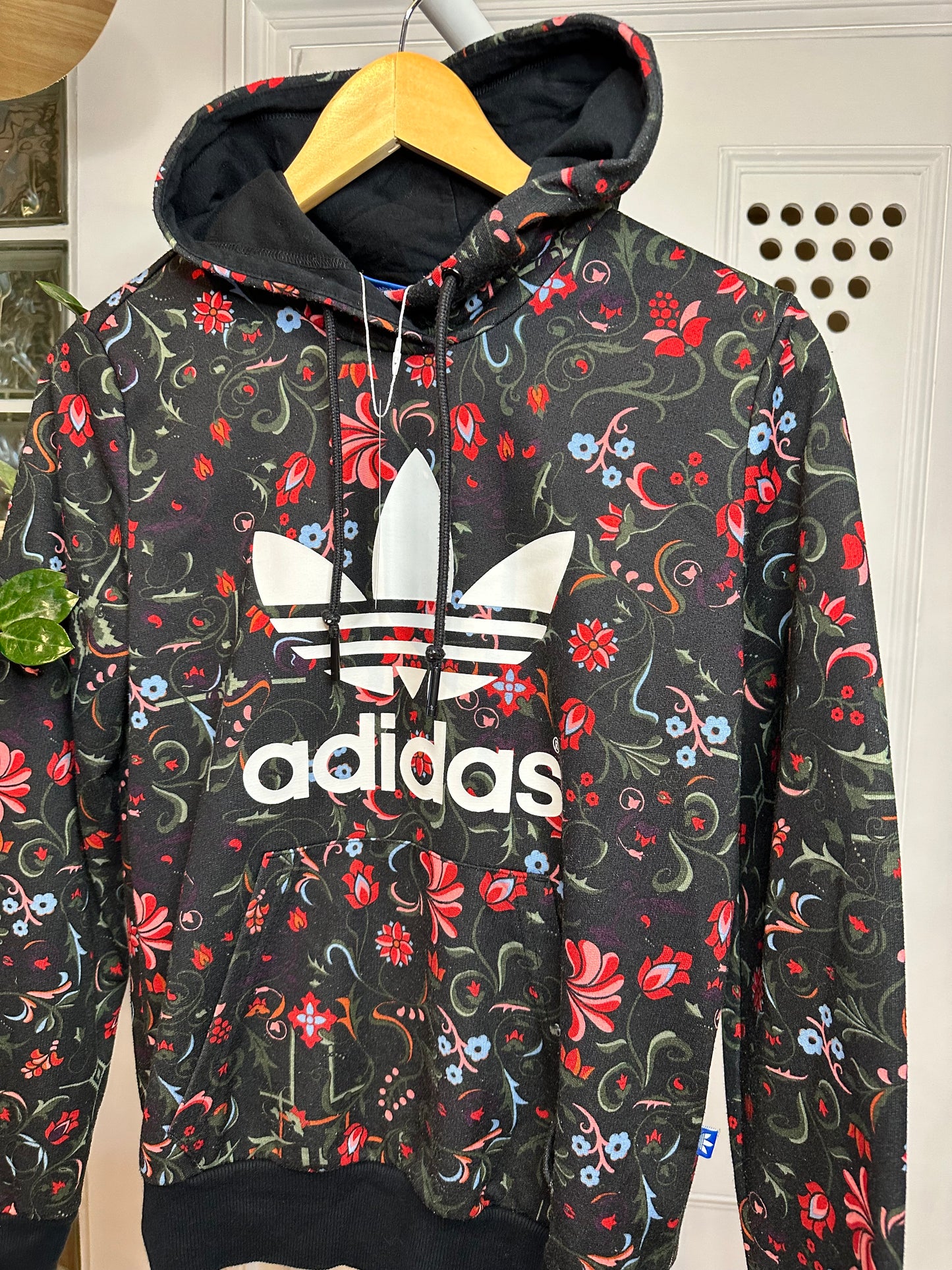 Adidas Black / Floral Hoodie - Women’s Small