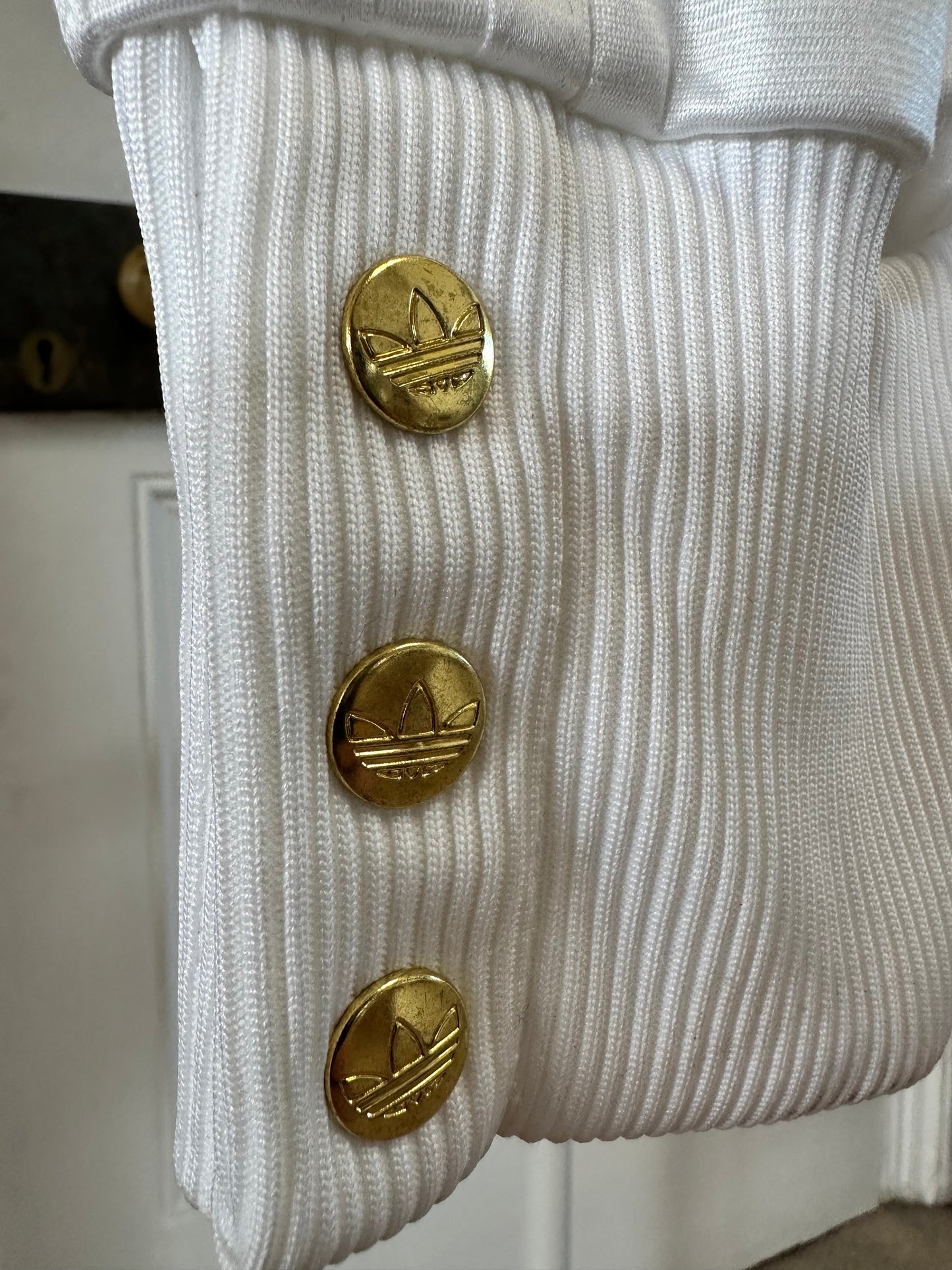 Adidas x Missy Elliot ‘Respect Me’ Joggers Track Pants.White with Gold Poppers. 34x32. Y2K Classics.