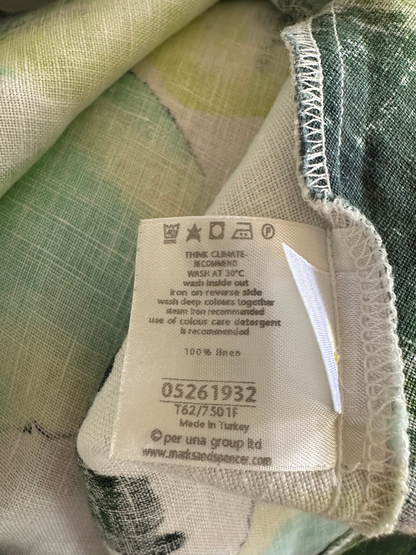 100% Linen White & Floral Summer Midi Dress - Size 10