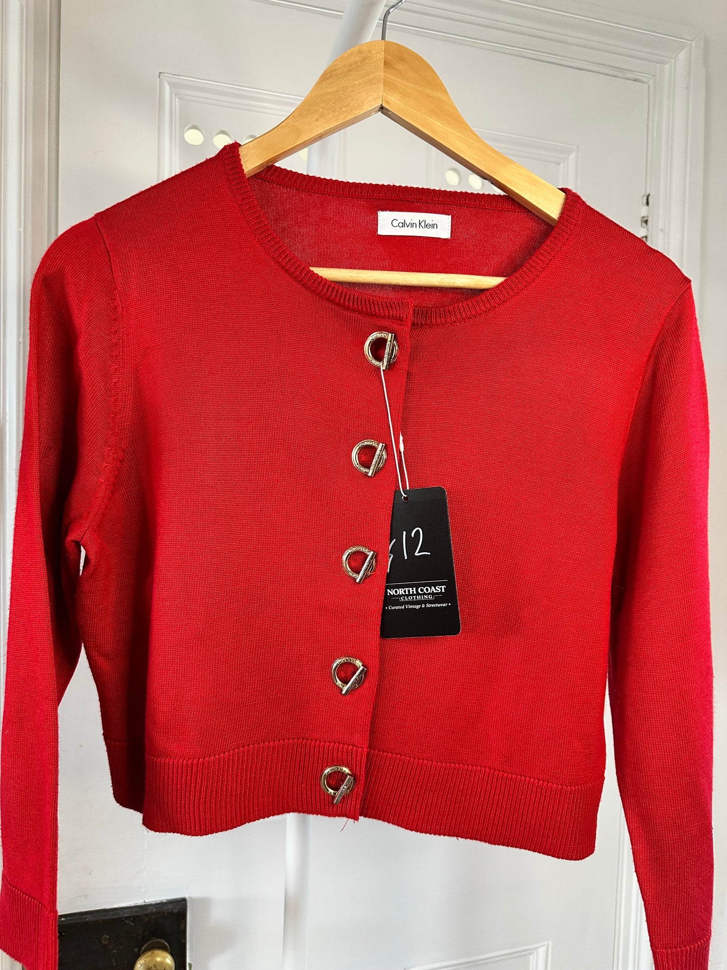 Calvin Klein Red Cropped Cardigan - Women’s Small