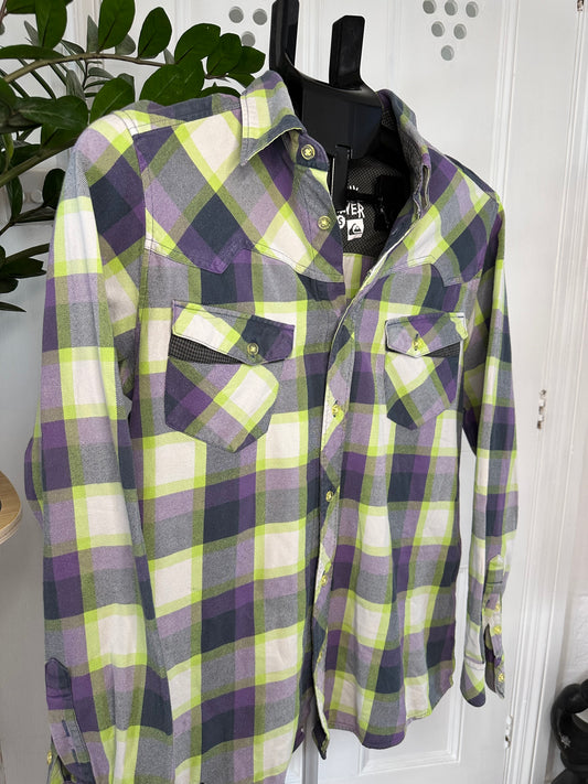 Quiksilver Shirt Men’s Small Purple White Check