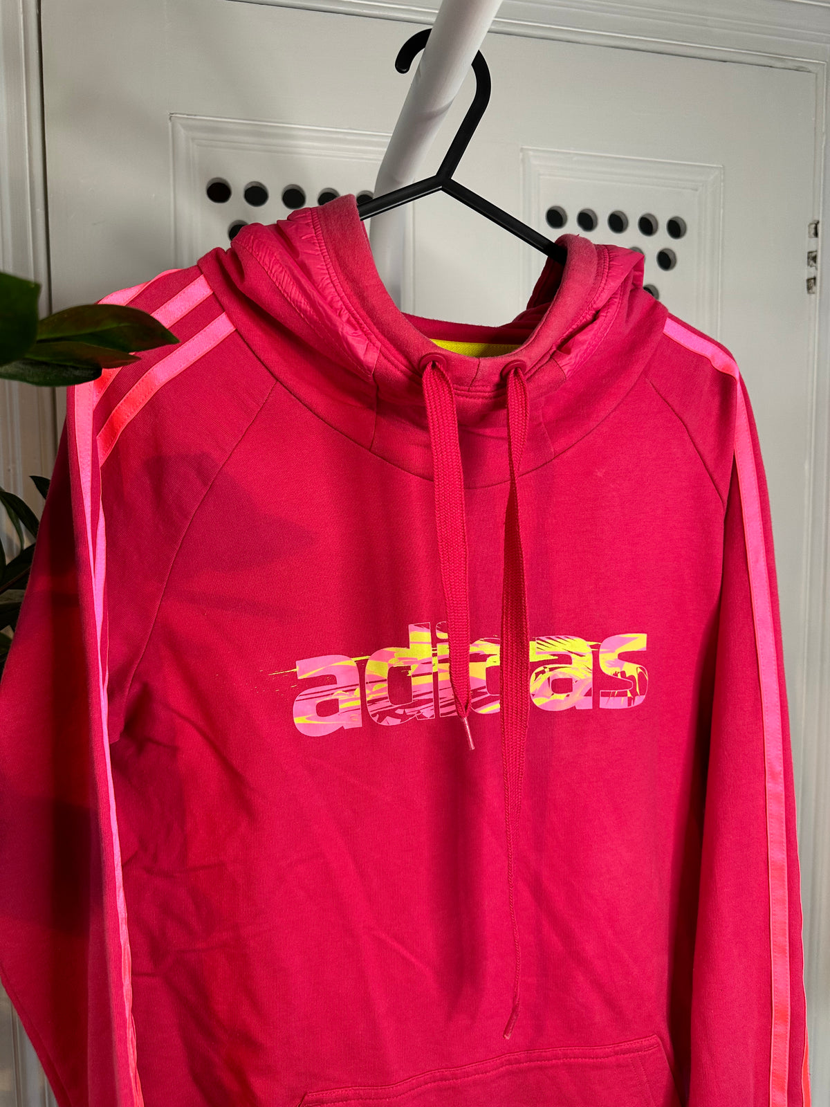 Adidas Performance Pink 3-Stripes Hoodie – Graphic Logo – UK 8–10