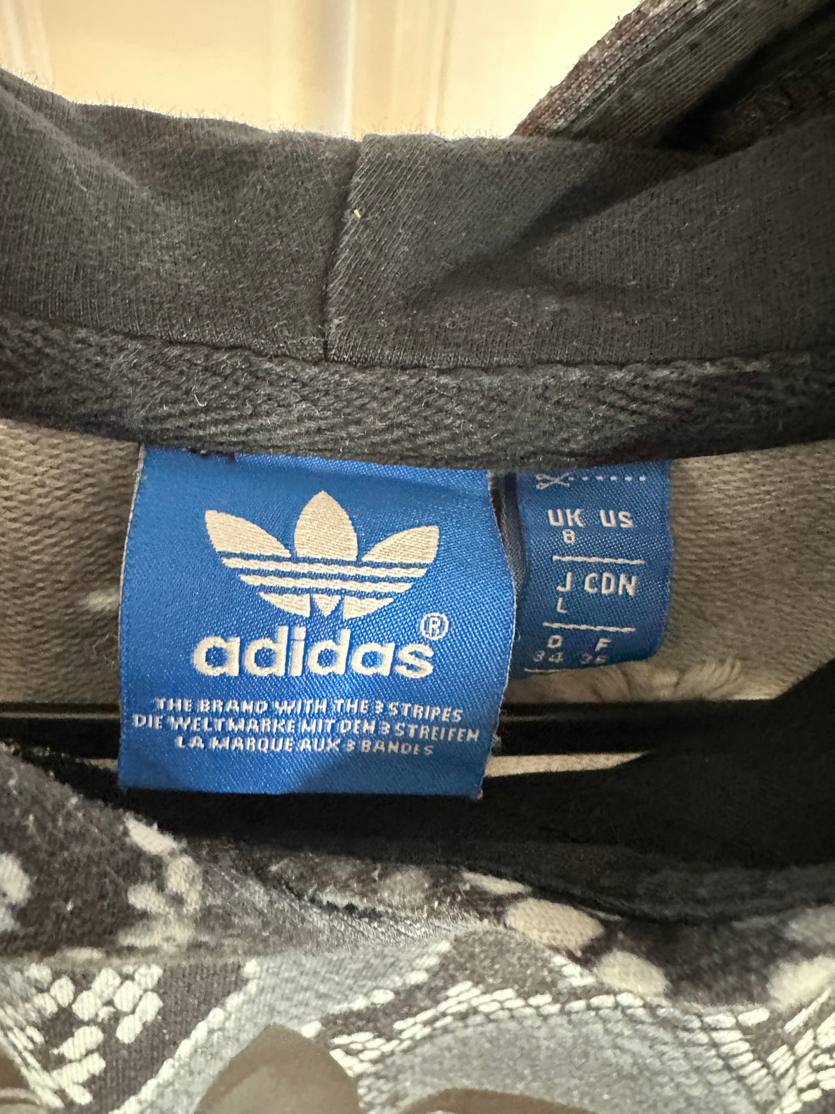 Adidas Originals Snakeskin Print Hoodie – Black / Grey – UK 8