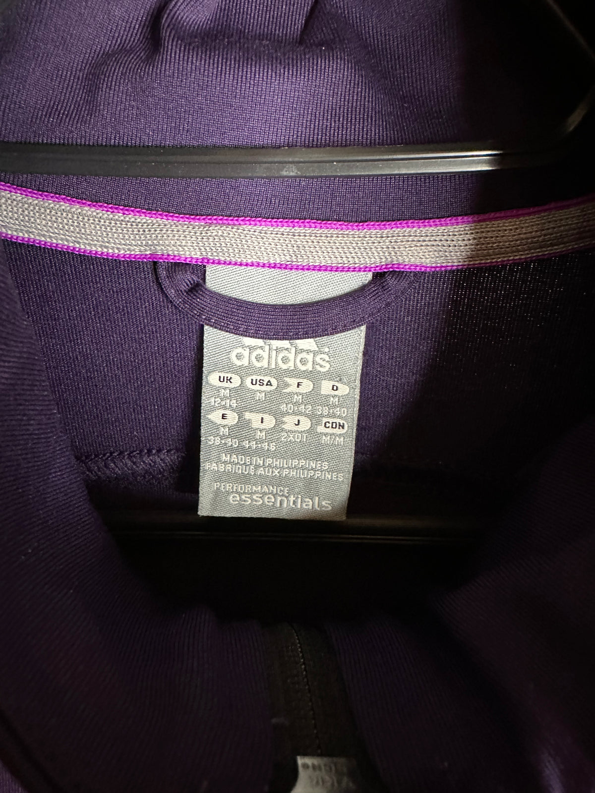 Adidas Performance Essentials Track Jacket – Purple / Hot Pink – UK 14–16 M/L