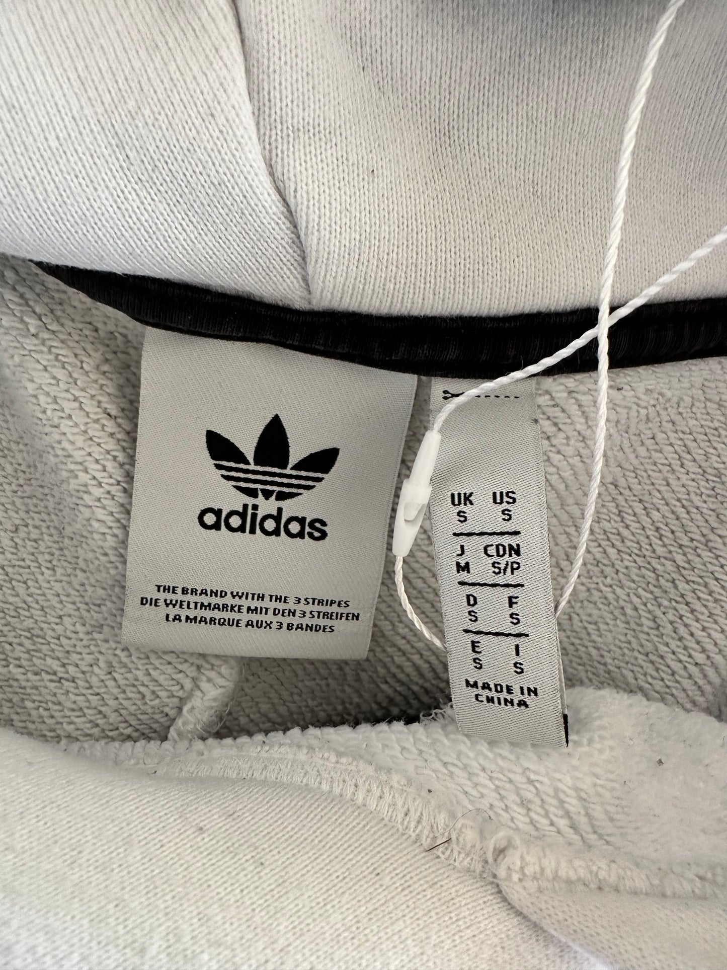 Adidas Originals Black & White Colourblock Hoodie – Trefoil Logo – Size S/M