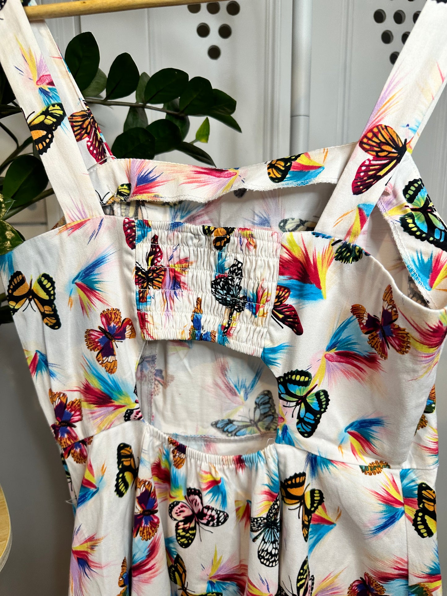Butterfly Print Skater Dress – Colourful Festival Summer Dress – Size S/M