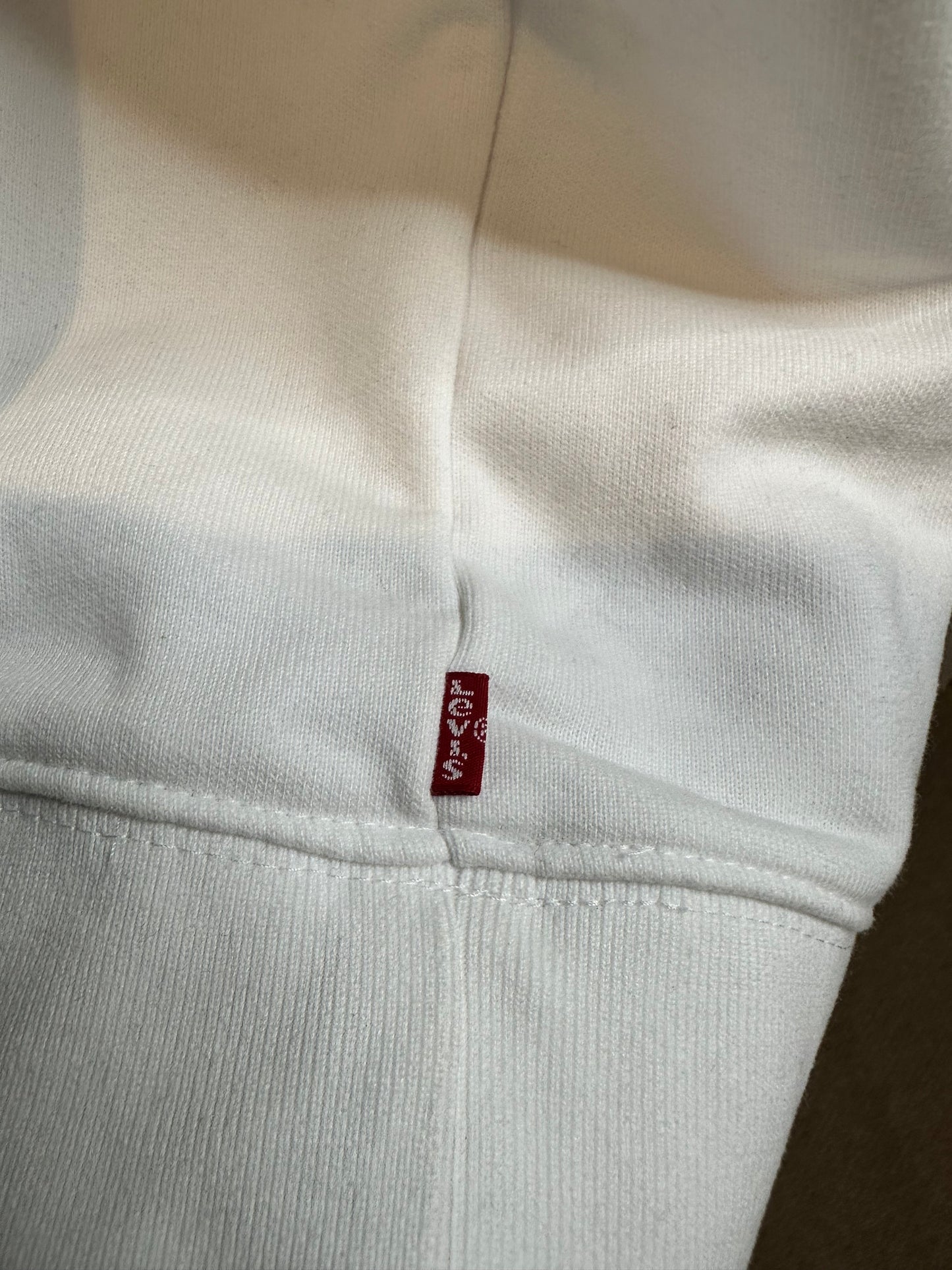 Levi’s Heavy White Cotton Hoodie with Rainbow Logo Design - Large