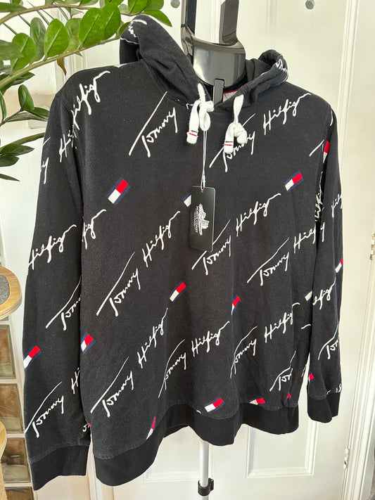 Tommy Hilfiger Black Logo’d Hoodie Women’s Large