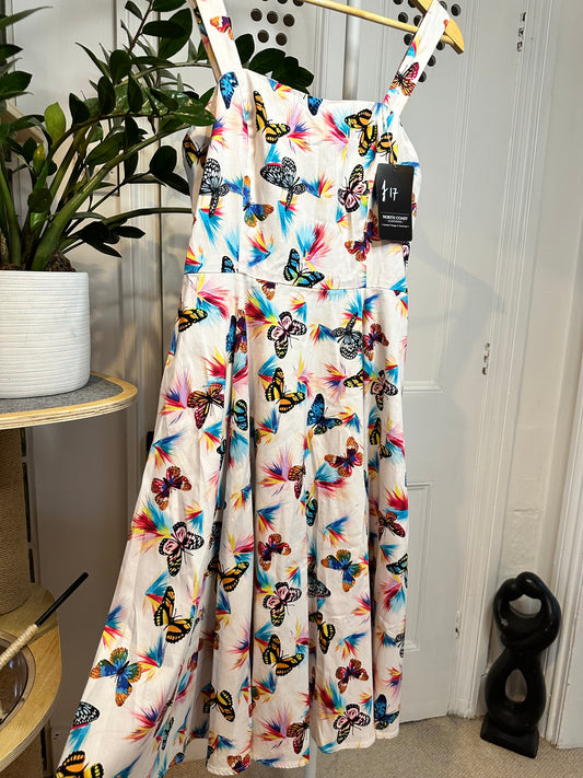 Butterfly Print Skater Dress – Colourful Festival Summer Dress – Size S/M