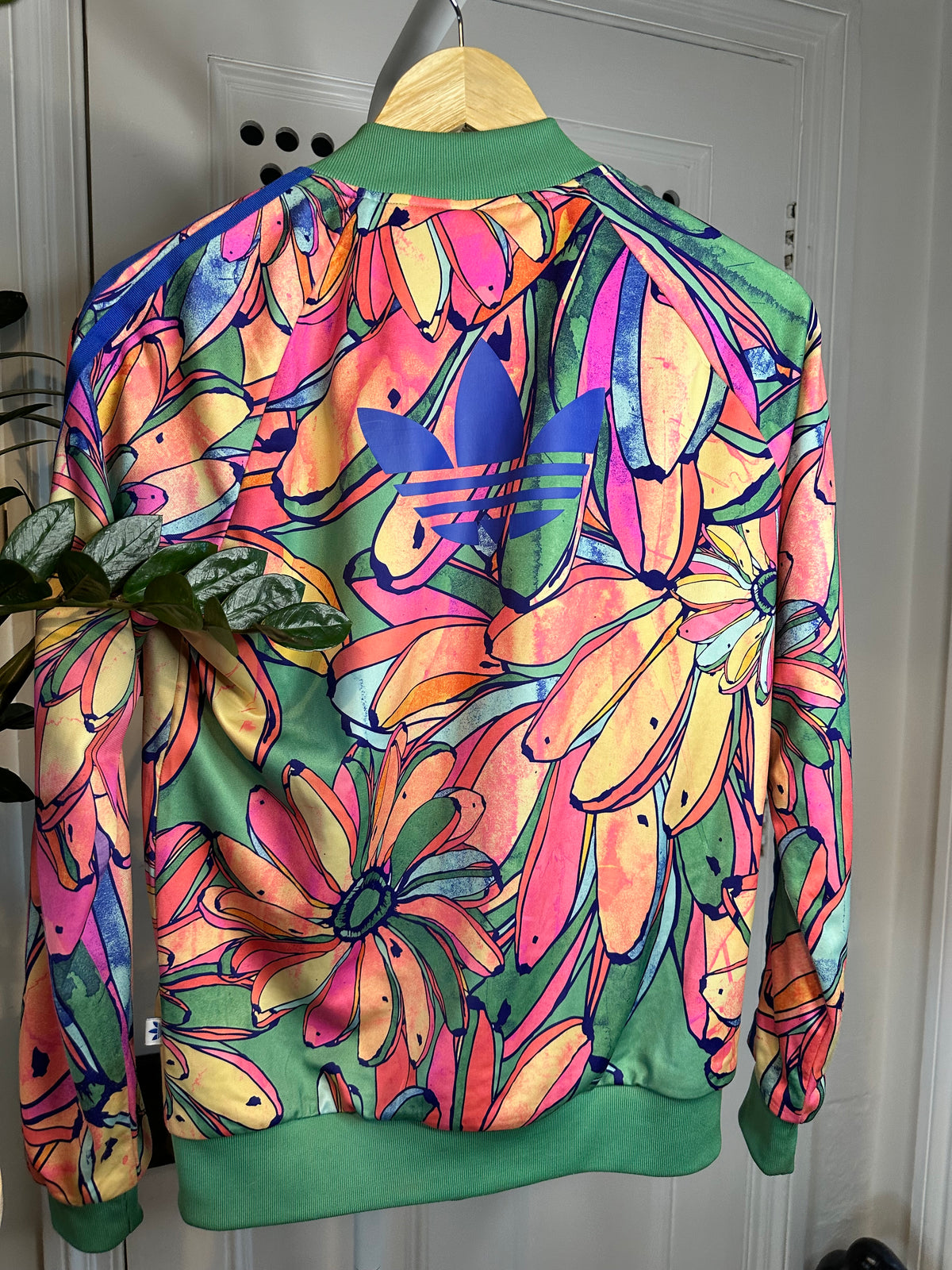 Adidas Originals x FARM Rio -  Women’s Floral Banana Firebird Track Jacket – Green / Pink / Orange – UK 10