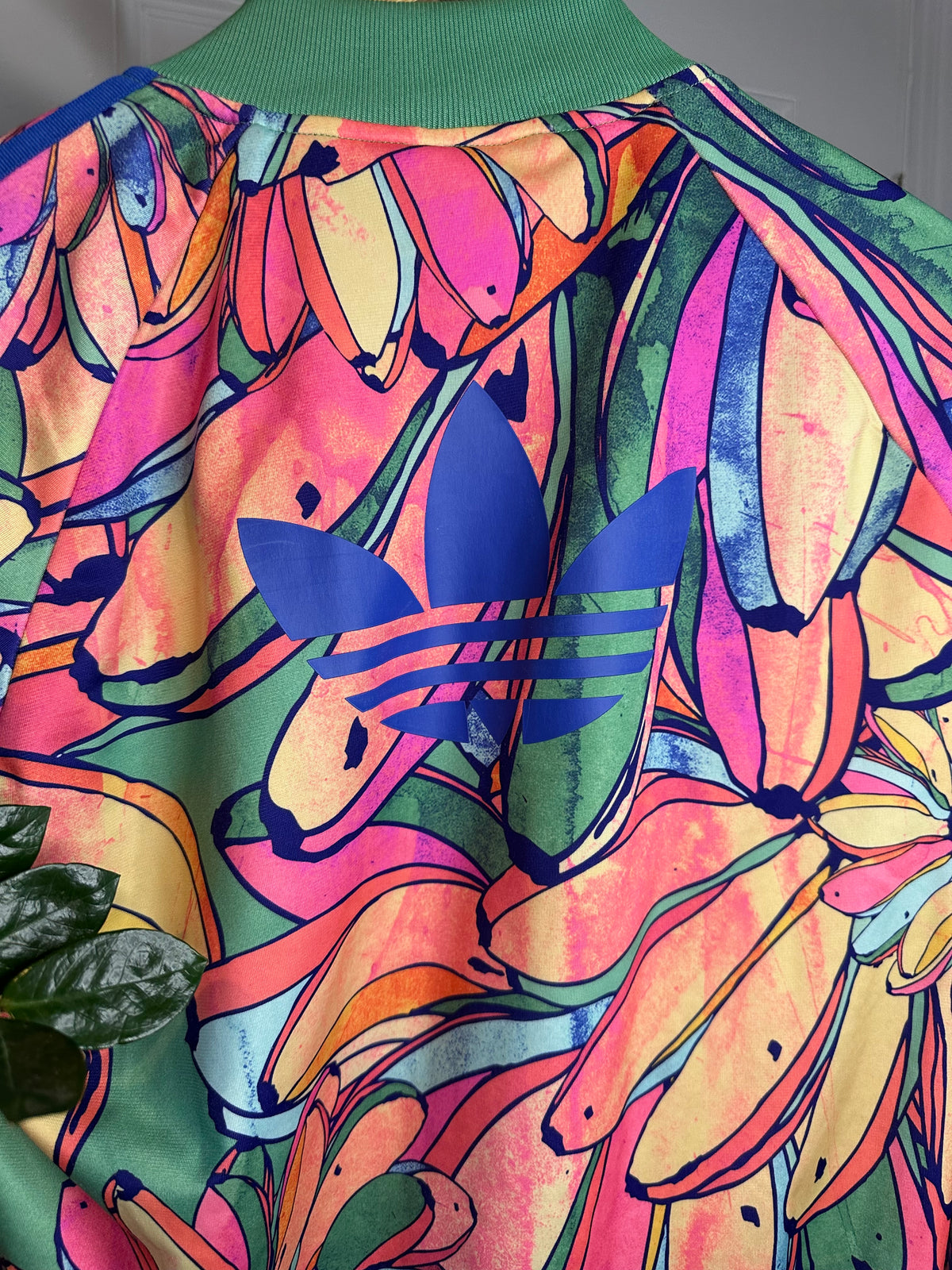 Adidas Originals x FARM Rio -  Women’s Floral Banana Firebird Track Jacket – Green / Pink / Orange – UK 10