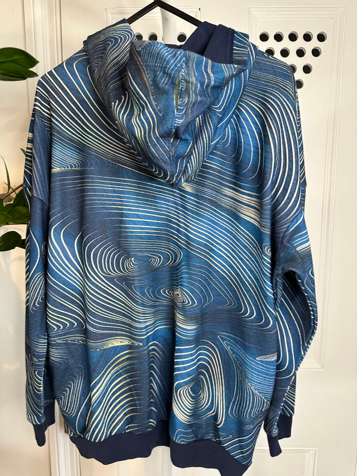 Adidas Originals All-Over Contour Trefoil Hoodie – Navy Blue – UK 8