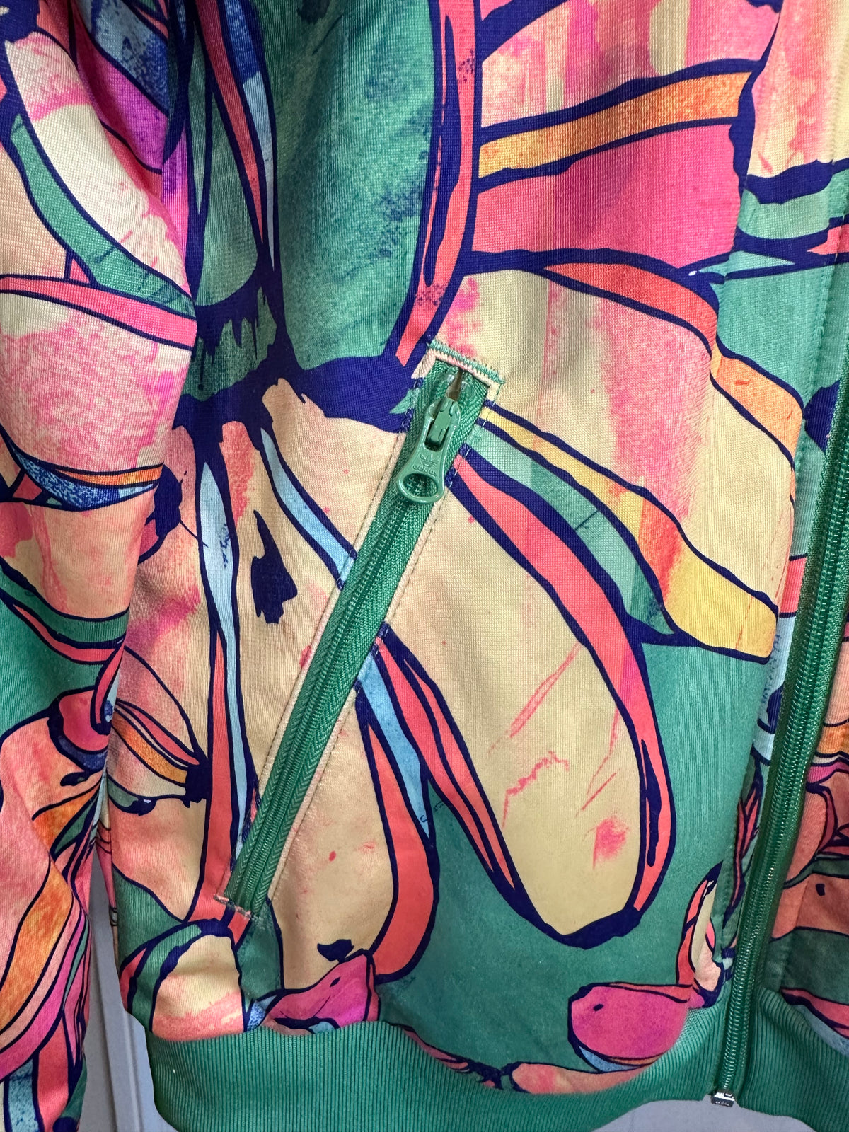 Adidas Originals x FARM Rio -  Women’s Floral Banana Firebird Track Jacket – Green / Pink / Orange – UK 10