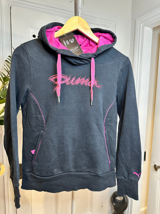 Puma Hoodie Dark Blue with Pink Detailing - Women’s Medium